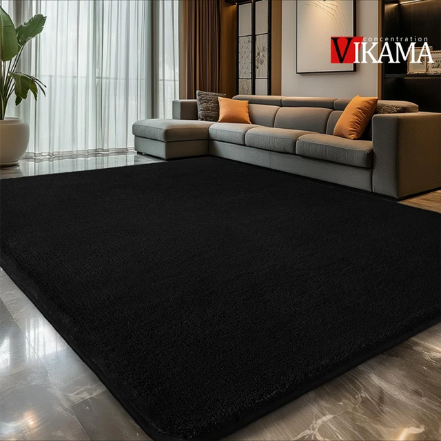VIKAMA black Area Plush for Bedroom, Living Room Fluffy Rug, Large Area Rug Shag Shaggy Carpet Soft Plush Furry Bedside Rug 1