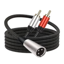 XLR to Dual RCA Y Splitter Stereo Audio Cable for Microphones and Speakers (XLR Male to 2RCA)