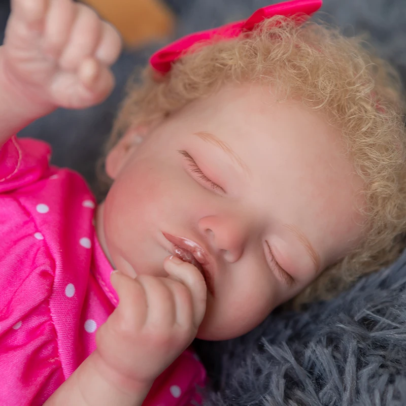 

49CM Soft Body Bebe Doll Reborn Baby Sleeping Girl Rosalie Soft Body Rooted Blonde Hair Realistic and Cute Reborn Doll