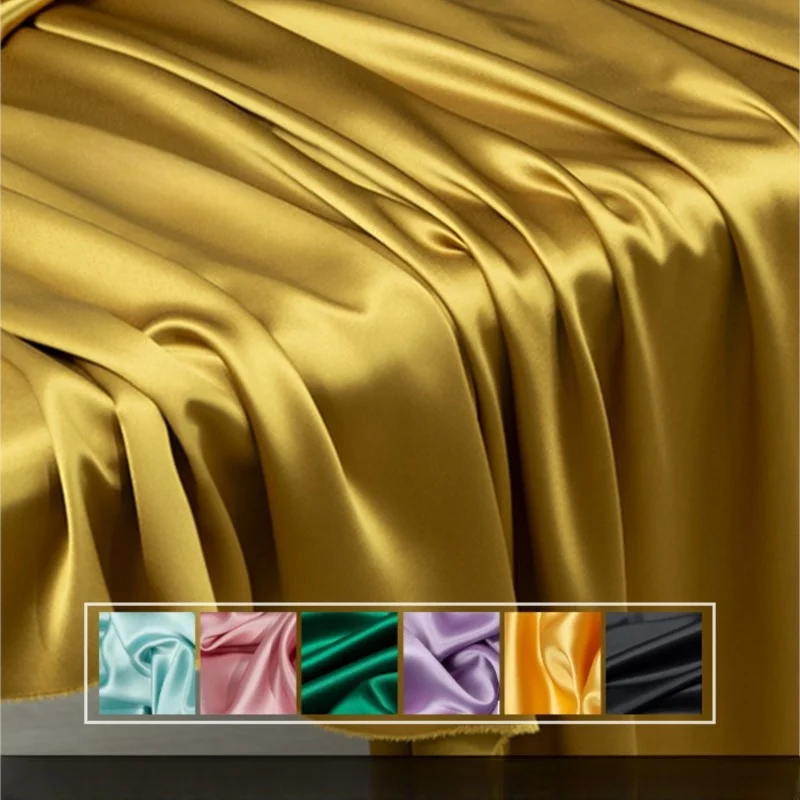 Heavy high-density triacetate fabric satin cheongsam coat skirt small clothing designer