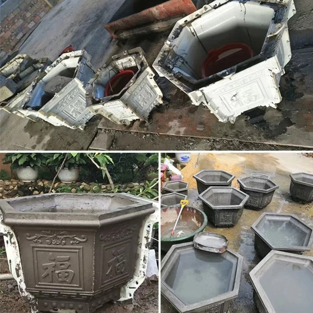 Cement Virág Edény Penész Hatszögletű Európai Stílus Vastag Bonsai Sáros Csiszolófelszerelés Műanyag Modell Római Oszlop Házi Készítésű - Image 6