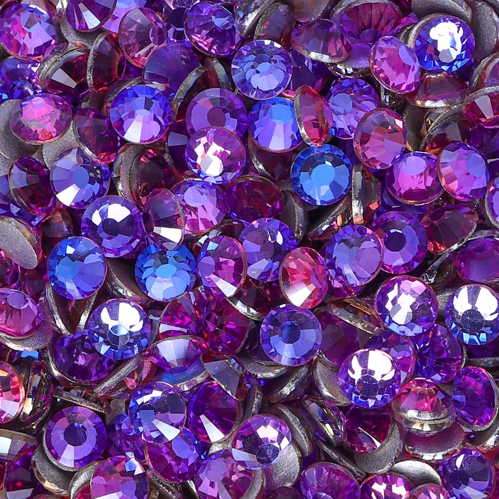 QIIY SS6-SS30 Neue Farben Glas Kristall Strass Flatback Glitter Strass Steine Für Nail art Zubehör DIY Handwerk Dekoration – Detail 8