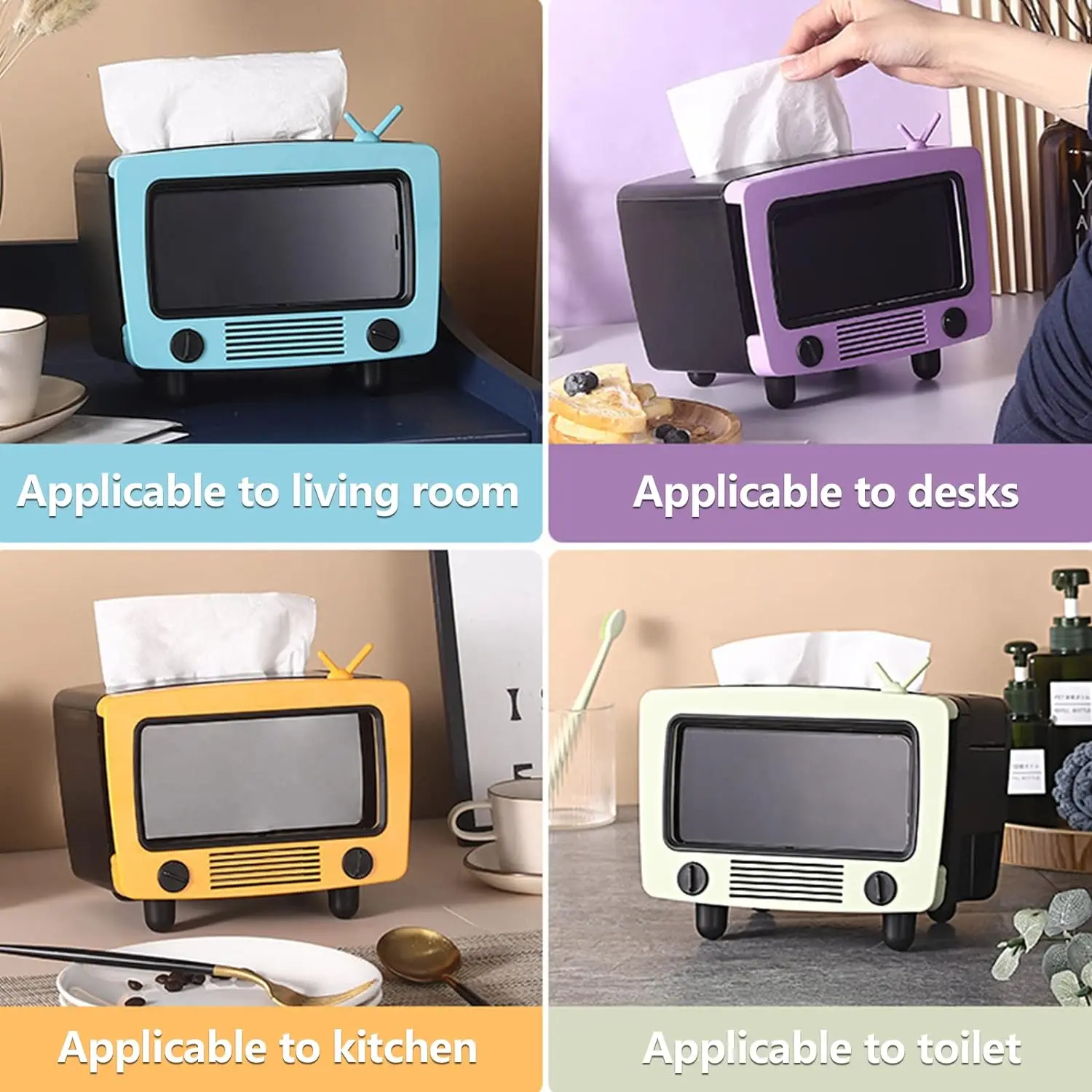 Multifunctional Tissue Box Holder For Home Living Room With Mobile Phone Slot Holder 5