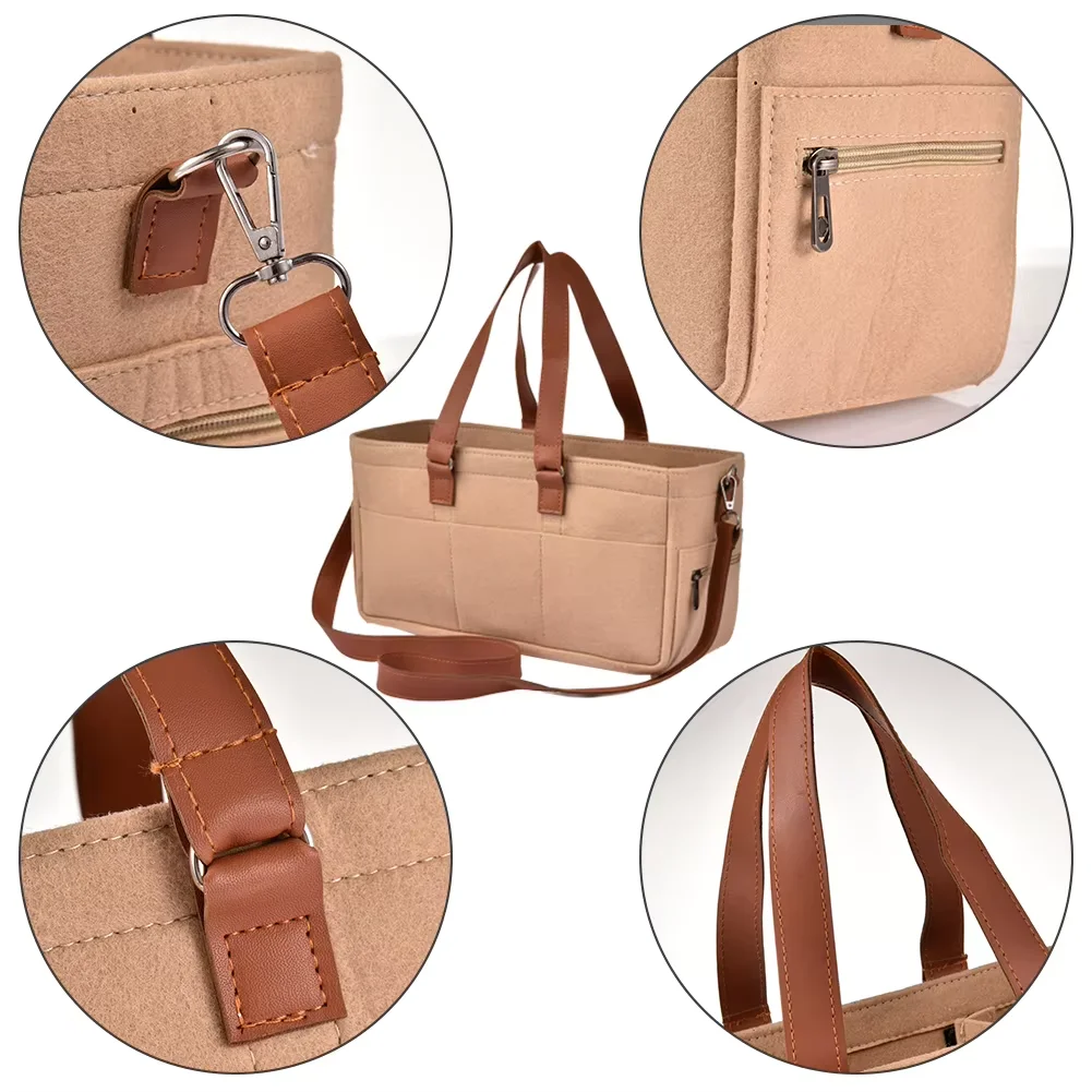 【Expert Recommended】 Baby Felt Storage Nursery Organizer Basket Infant Diaper Bag with Handle Caddy Changing Nappy Kids Storage Carrier Large Pocket.