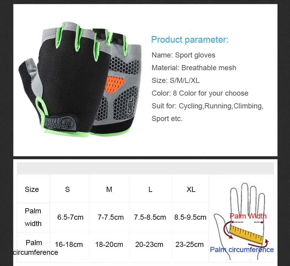 KoKossi Sports Half Finger Bike Gloves Outdoor Cycling Fitness Breathable Shock-Absorbing Anti Slip Running Gym Half Cut Gloves 5