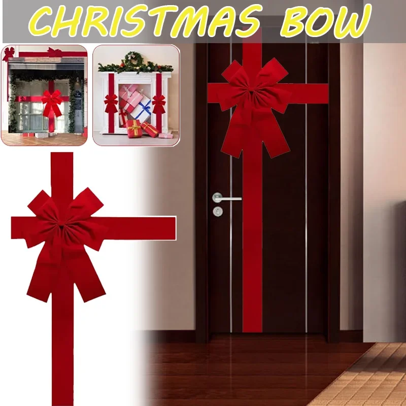 Big Ribbon Bow Christmas Red Redbow Front Door Decorations Hanging Front Door Red Bows New Year 2026 Supplies Home Ornaments