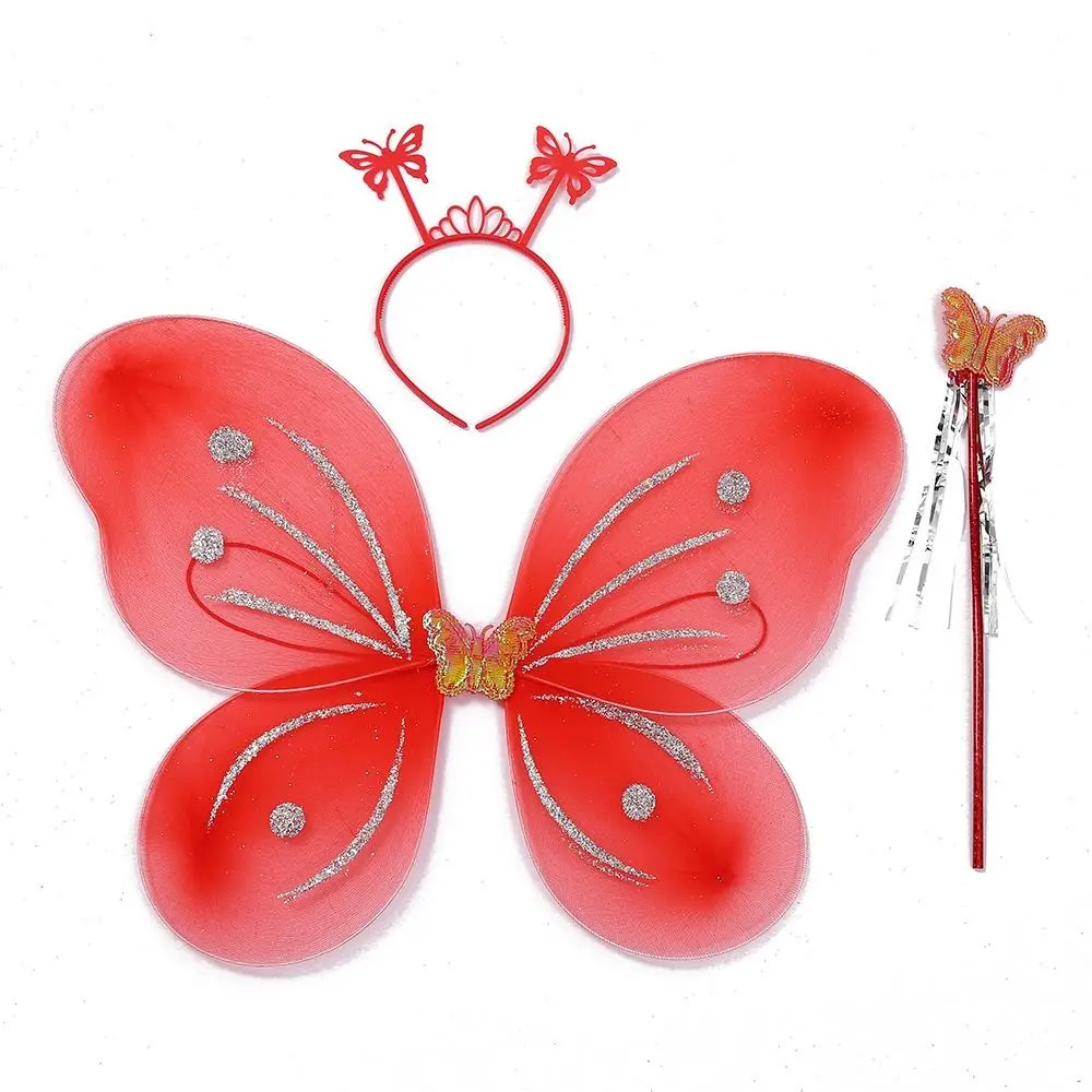 Girls Kids Halloween Fairy Wing Costume Glitter Fancy Dress