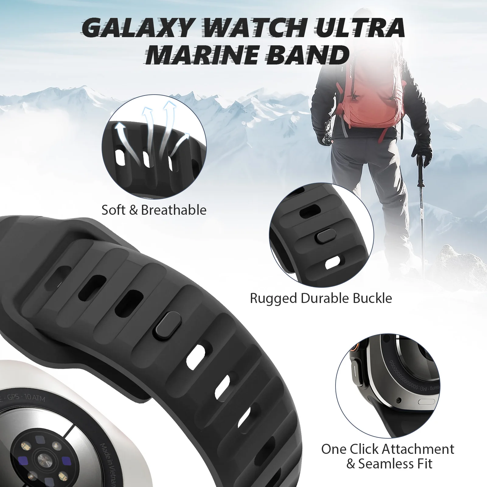 Sport Strap - Durable Rubber Wrist Band for Galaxy Watch 8 Series