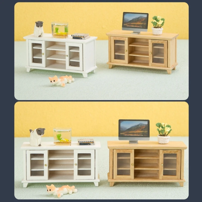 

Dollhouse Miniature Television Cabinet Model House Furniture for Dollhouse Living Room Accessories Home DropShipping