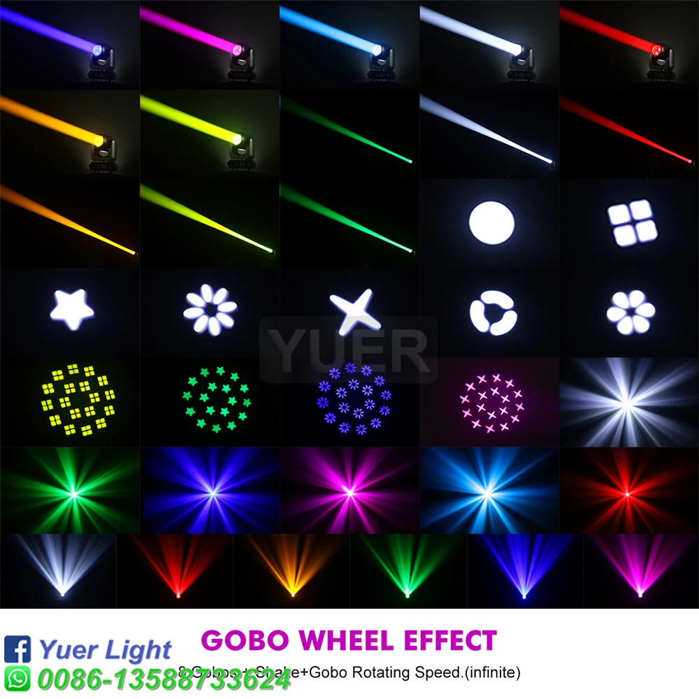 YUER Mini LED Moving Head 150W Beam Spot 18 Rotating Prisms Dmx Stage Effect Light Disco Dj Bar Wedding Club Music Party Indoor 5