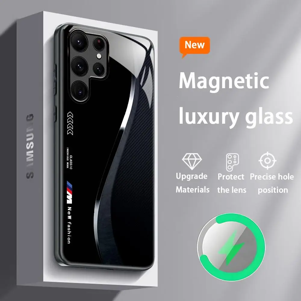 Stylish Blue and Red Magnetic Glass Phone Case - Fashionable Protective Cover