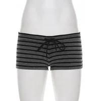 Tenue d'été 2 pièces pour femmes, ensemble élégant, manches longues, épaules dénudées, haut court rayé et short à taille élastique, vêtements Y2k, automne 6