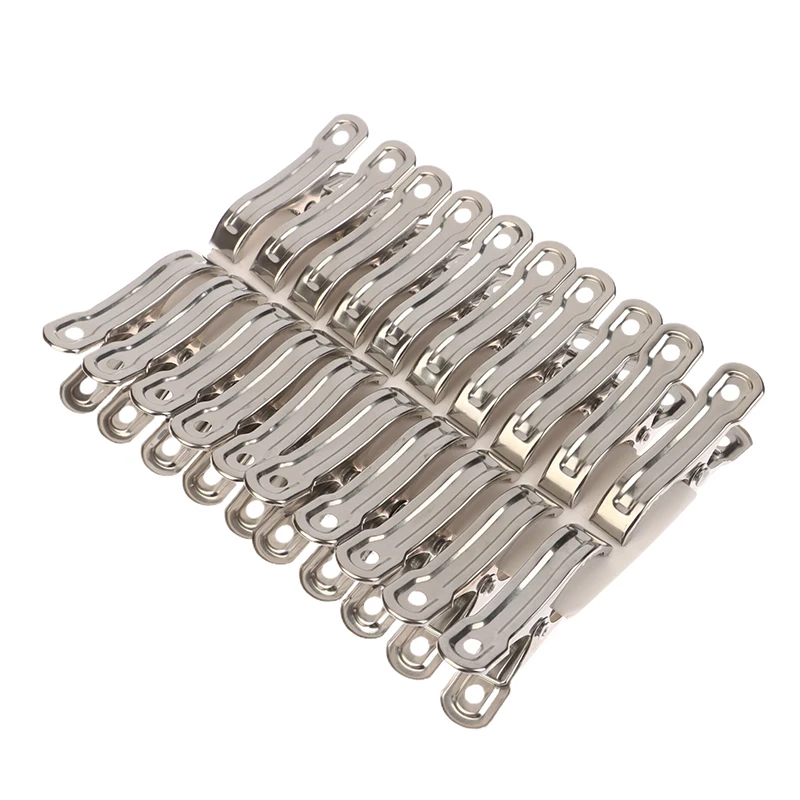 20Pcs Clothes Clips Stainless Steel Pool Towel Clips Clothes Pins Pegs Holders Clothing Quilts Clamps Sealing Clip Sewing Clip 3