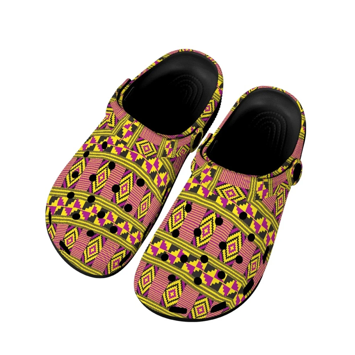Vintage Tribal Folk Print Summer Beach Flat Sandals Non-slip Lightweight Breathable Clogs Unisex Soft Sole Garden Shoes Slides