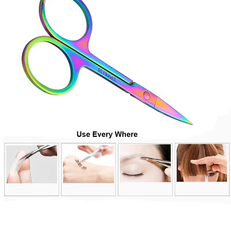 1 Pcs Professional Stainles Nails Eyebrow Nose Eyelash Cuticle Trimmer Epilator Scissor Manicure Tool Curved Pedicure Scissors 2