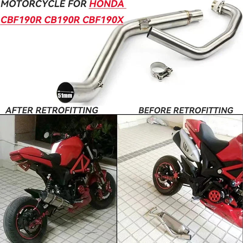 

Motorcycle For Honda CBF190R CB190R CBF190X Exhaust Pipe Middle Link Mid Pipe Tube Muffler System FOR HONDA CBF190