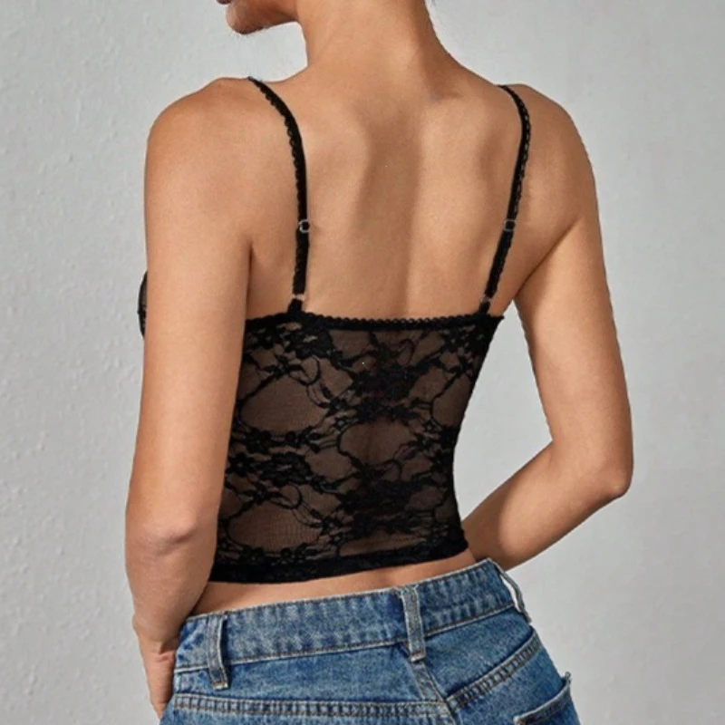 Y2k Strapless Corset Tops Summer Black Off Shoulder Tank Lace Camisole Women Sleeveless Tube Top Sexy Skinny Fit Bustier Clothes