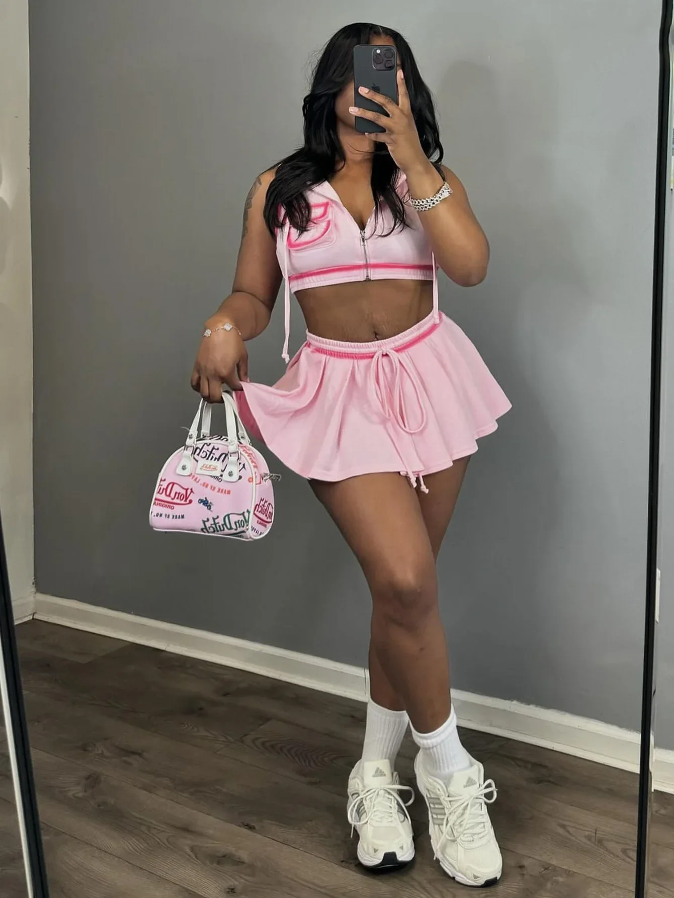 Summer Hoodie Tops 2 Piece Skirt Set Women Y2K Streetwear Sexy Crop Tops Jackets Pleated Cute Dress Two Piece Set Skirts Outfits