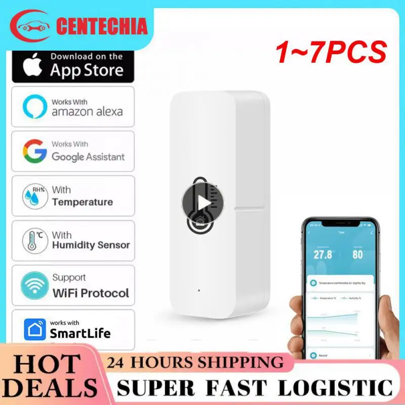 

1~7PCS Tuya Smart Wifi Temperature And Humidity Sensor Indoor Hygrometer Controller Monitoring For Alexa Home