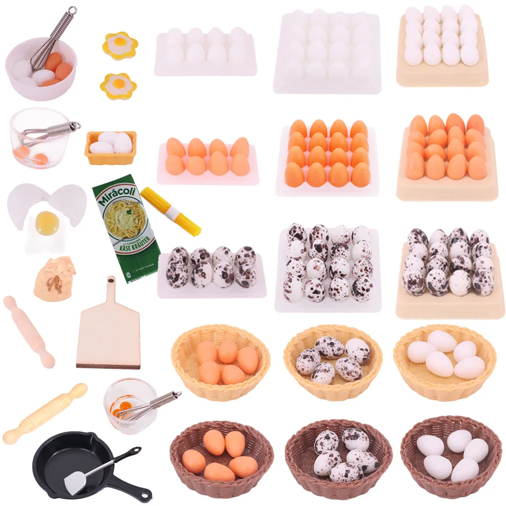Mini Food Toys Simulated Egg,Egg Tray,Egg Beater,Cooking Props Pan Doll Accessories For 15-17cm Labubu Doll Toys Dollhouse Gift