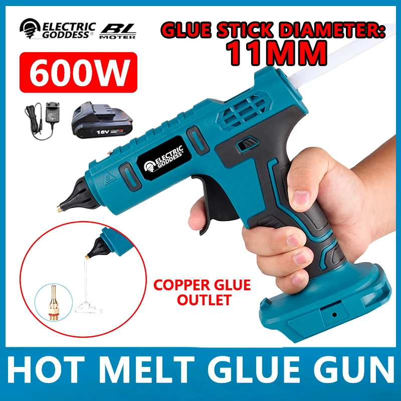 

Electric Goddess 600W Cordless Hot Melt Glue Gun Anti-scald Rechargeable with 10pcs 11mm Glue Sticks Home DIY Repair Tool