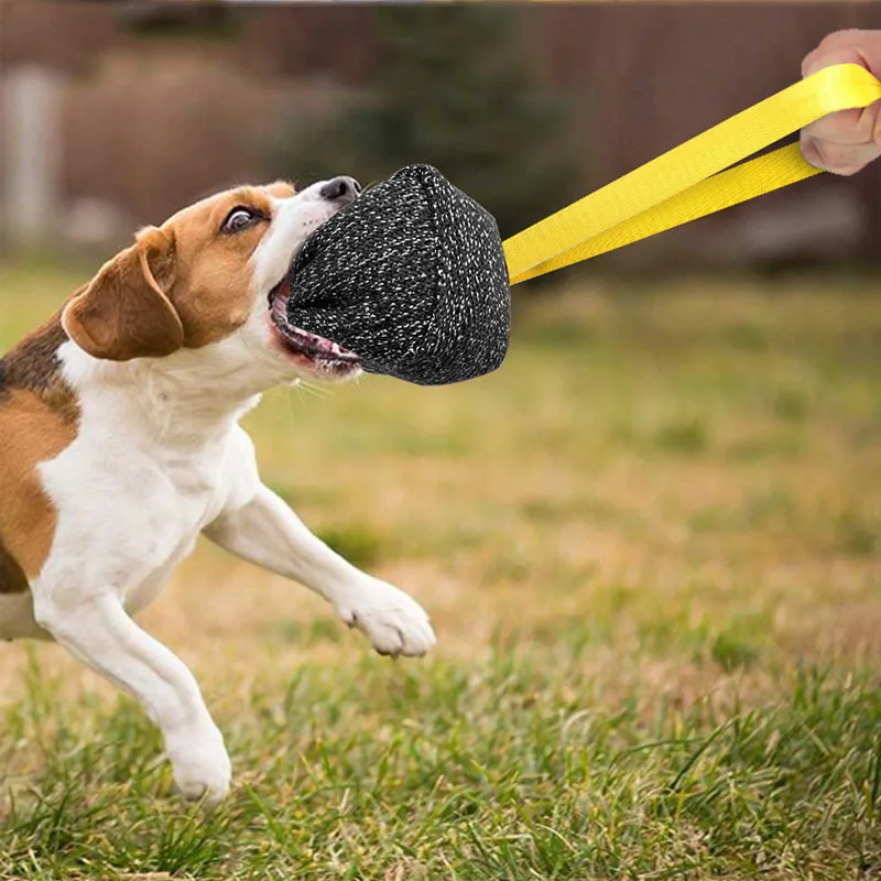Pet Dog Toys Thick Hemp Dog Ball Toy Large Dogs Bite Training Tugs Pillow Nylon Rope Handle Pet Chewing Ball Toy Durable