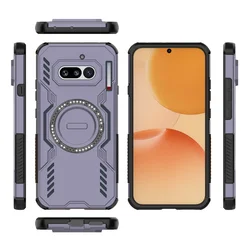 ELVEV Magnetic Wing Shield Case - Durable Hard PC & Soft TPU Wireless Charging Cover for Nothing Phone (4a) Pro (Purple)