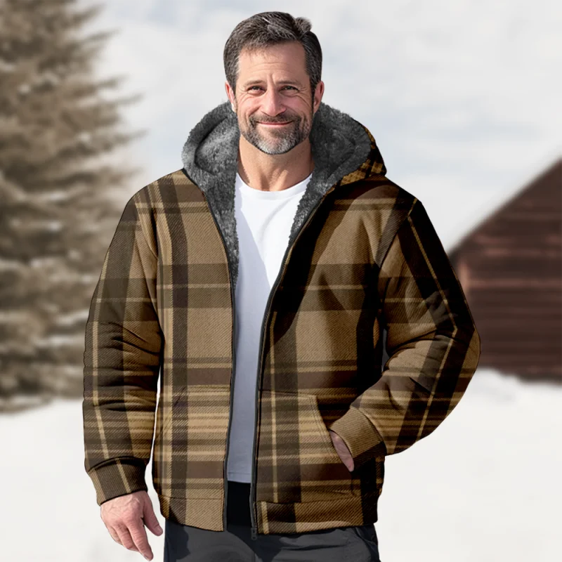 New Colorful Stripe Cotton Coat Hooded Sweater Casual Print Men's Fur Loop Arctic Velvet Zipper Patch Pocket Hooded Sweater a06