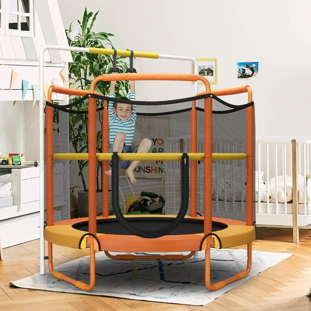 60" Trampoline for Kids, Heavy Duty, Adjustable Height, Max Weight 330 lbs, 5 Ft Outdoor Indoor Trampoline for 3-7 Ages 2