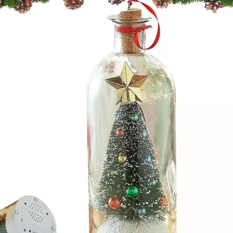 Recordable Christmas Tree Message In A Bottle – Voice Recording Glass Ornament Holiday Keepsake