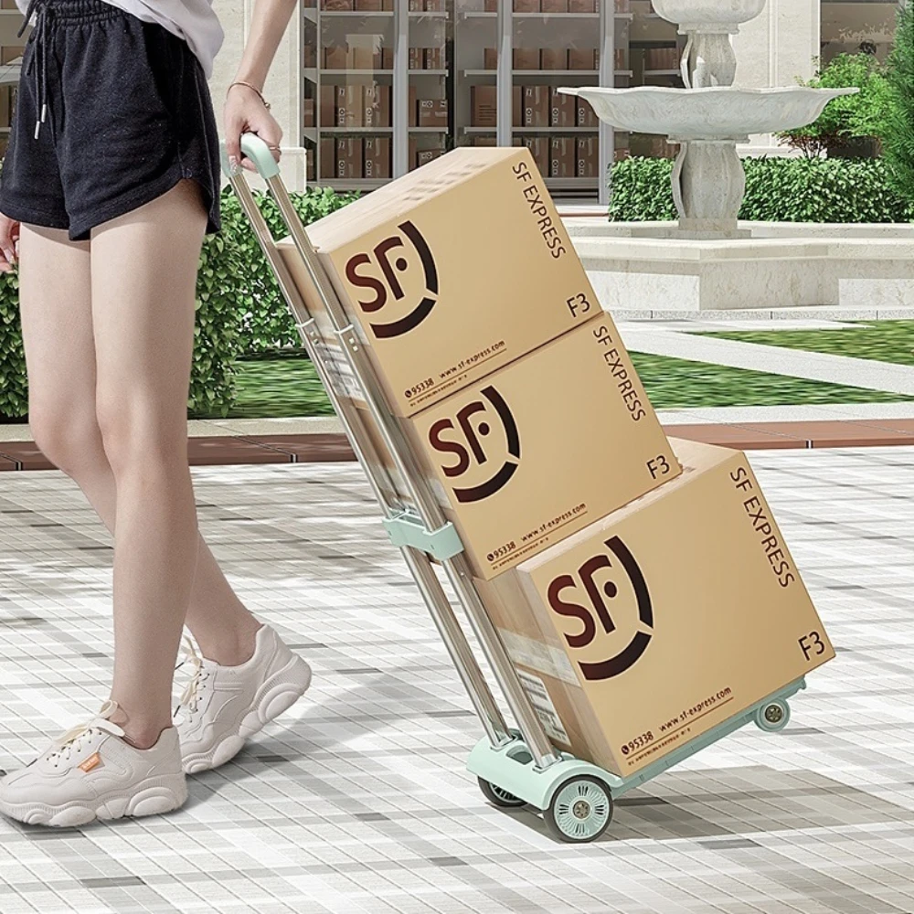 Folding Hand Truck Lightweight Dolly Portable Cart Dolly with Telescoping Handle Foldable Hand Wheel Trolley Folding Truck Cart