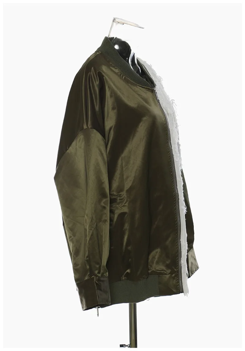 Street Trendsetter Jacket with Heavy Stitching and Contrasting Tassel Bomber Jacket