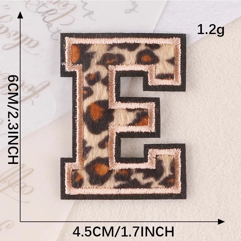 Leopard Print Embroidered Alphabet Badge Patches