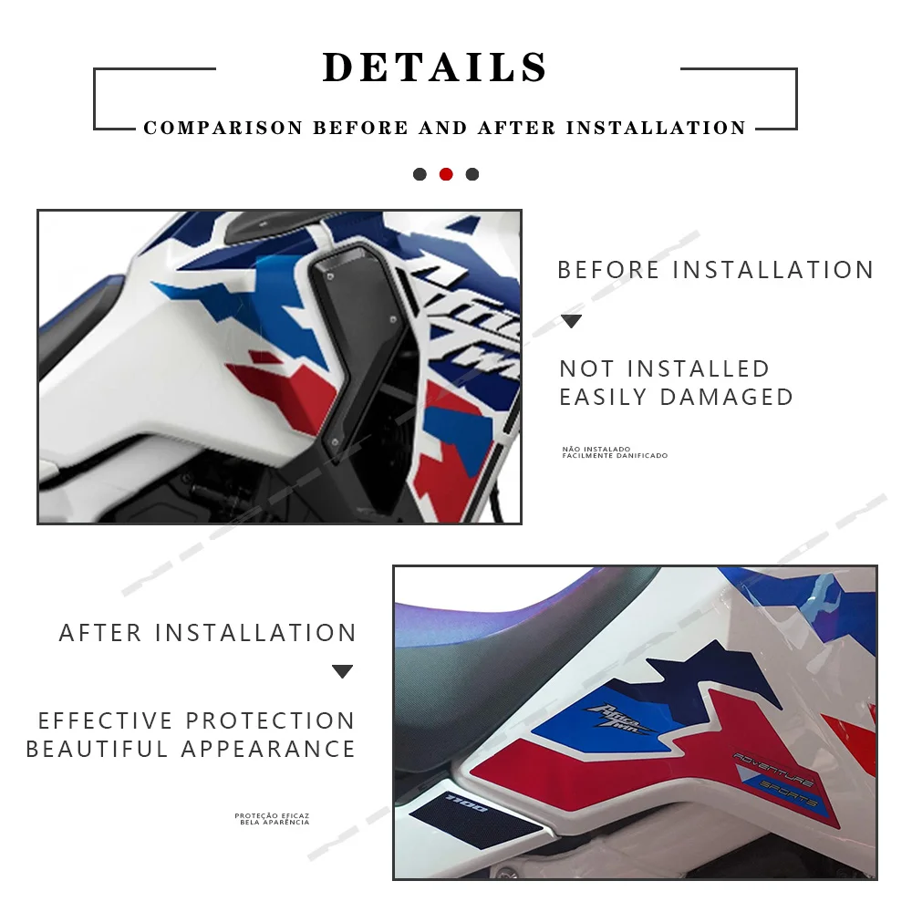 CRF 1100 L 2024 액세서리 혼다 CRF1100L 아프리카 트윈 어드벤처 스포츠 용 3D 에폭시 수지 스티커 보호 키트 연료 탱크 패드