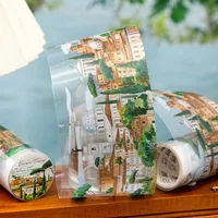1Roll PET Tape Circle Europe Travel Supplies Handbook Decoration Material Loop Adhesives Daily Stickers Scrapbook 72mm*2m 1