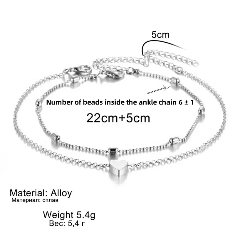 Silver Anklet Bracelet Ankle Chains Bead Bracelet Beads Anklet Fashion Accessories Delysia King Women Summer Round Bead Chain Love Anklet Simplicity Temperament Double-deck Holidays Bracelet