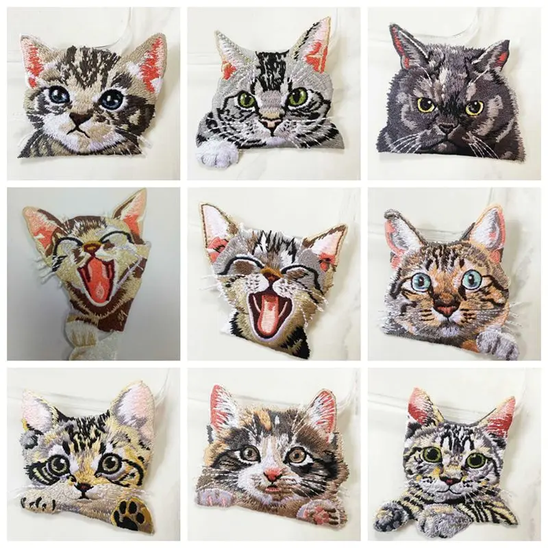 12 Parches Para Planchar Con Diseño De Gato De Dibujos Animados