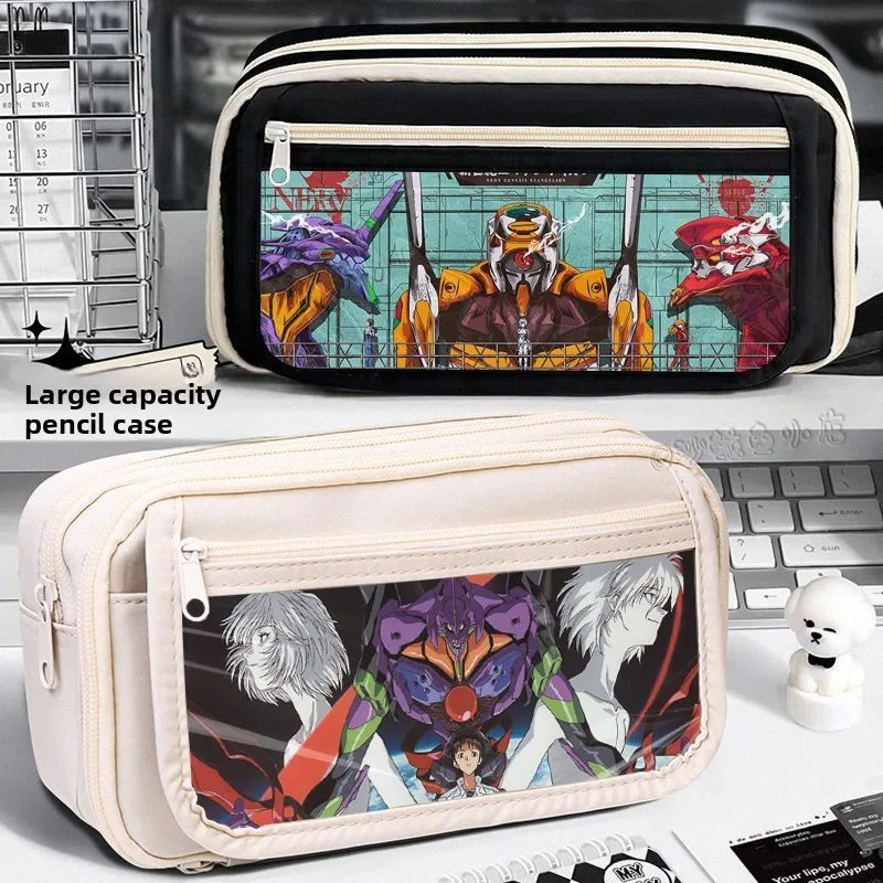 Evangelion Anime Pencil Case - Cute Cartoon Design with Large Capacity for School and Office Use