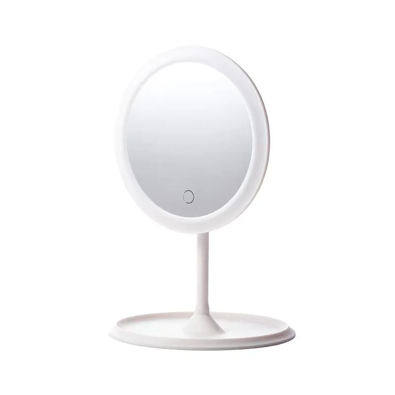 Miroir de maquillage rotatif à LED avec lampe de rangement, avec variateur réglable, USB