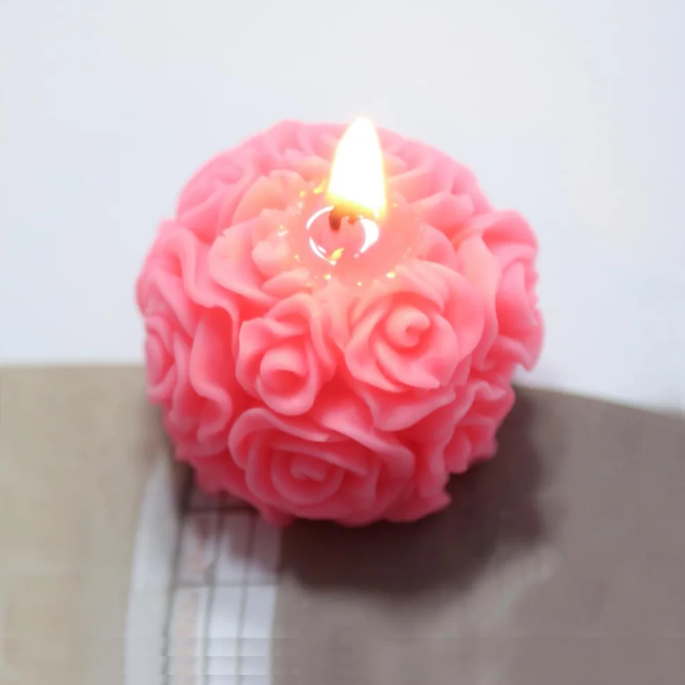 3D Mini Rose Flower Cluster Ball Shape Silicone Candle Mold Diy Wedding  Romance Home Decor Handmade Soap Clay Plaster Resin Mold