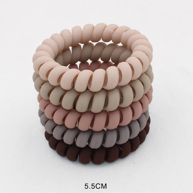 5Pcs/set New Fashion Matt Solid Telephone Wire Elastic Hair Band Frosted Spiral Cord Rubber Band Hair Tie Stretch Head Band Gum colo1big