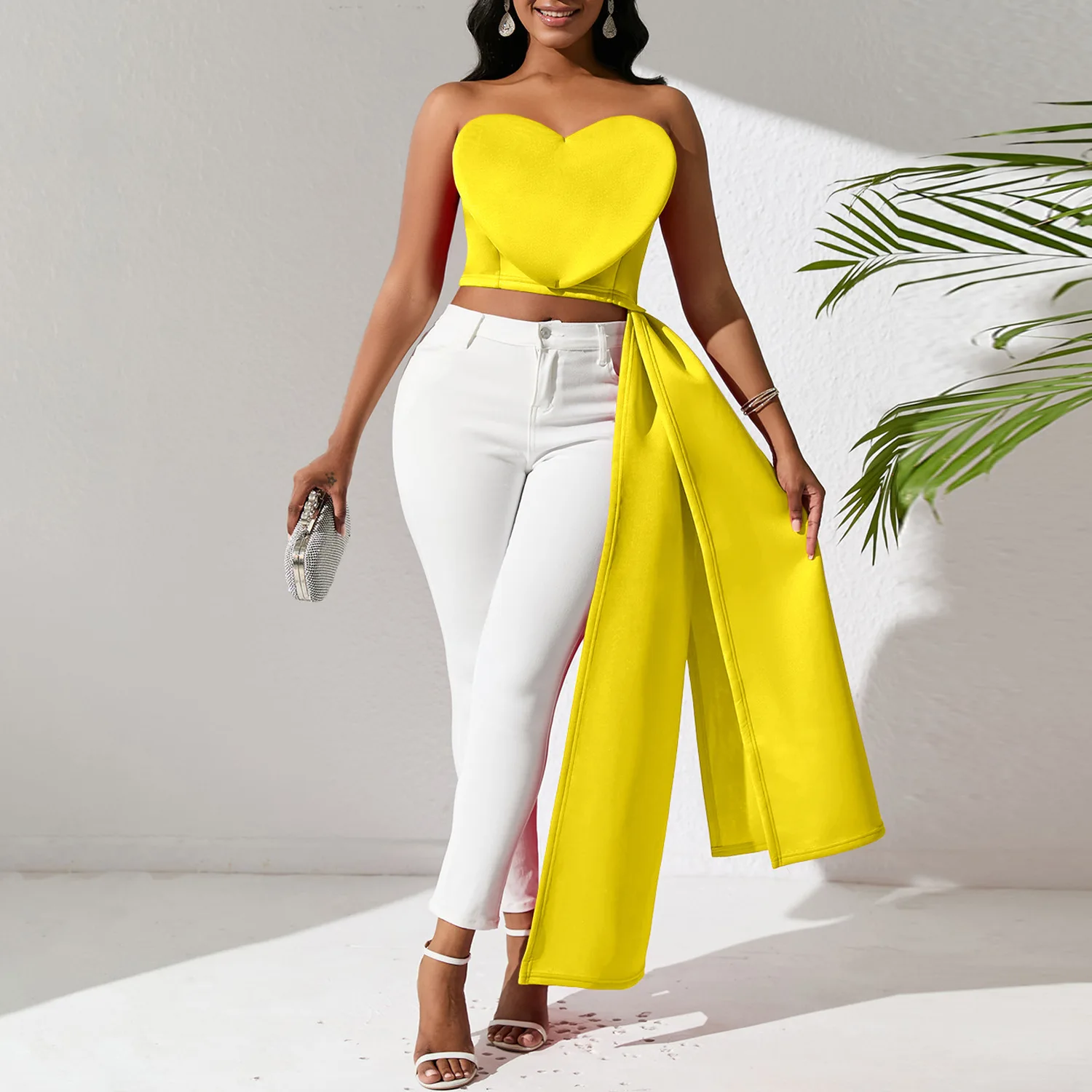 

Summer Fashion Temperament Solid Color Bra Top African Women's Sexy Bra Irregular Top Women's