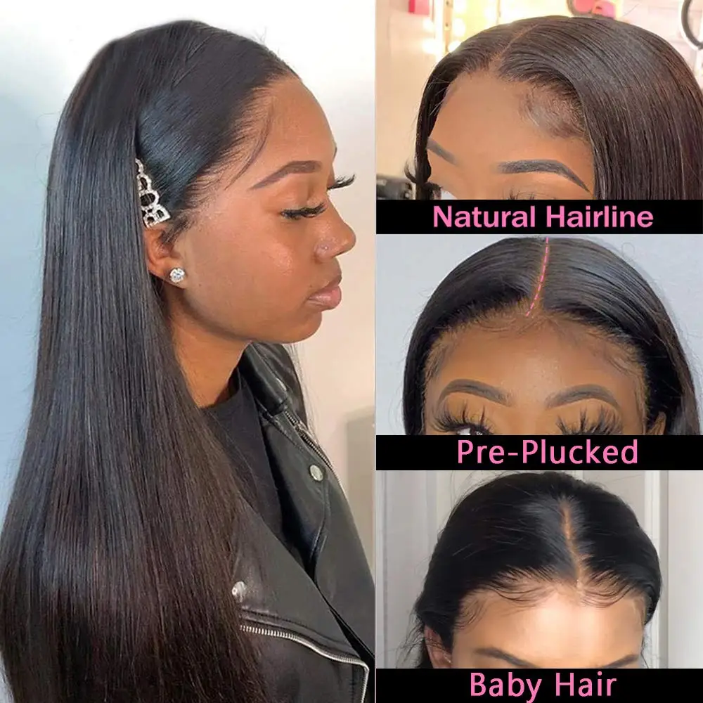 Dianteira do Laço Transparente para o Cabelo Peruca com o Cabelo do Bebê Peruca Reta Humano Feminino Laço Frontal 200 Densidade 30 Polegada Pré Arrancado 13x4 12 Computers & Electronics