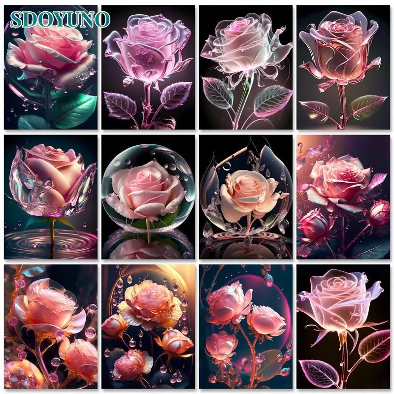 

SDOYUNO Современная самодельная краска по номерам, цветочный рисунок на холсте, ручная роспись, искусство, подарки, картины по номерам, наборы для домашнего декора