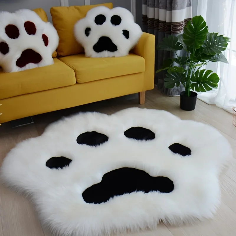 Charming Cat Paw Plush Carpet-Durable & Washable, Soft Low Pile Decorative Rug for Cozy Home