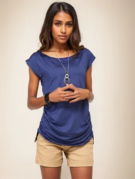 BBWM Round Neck Elastic Short Sleeve Fashion Women's T-shirt Loose Retro Pink Slim Summer Female Top 1