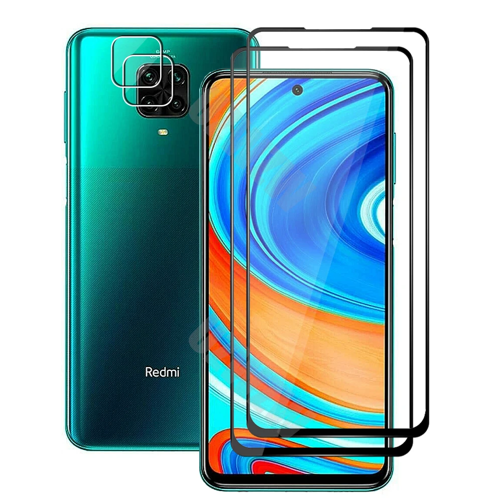 

4 in 1 For Xiaomi Redmi Note 9S / Note 9 Pro /Note 9 Full Coverage Tempered Glass Screen Protector & Camera Lens Protective Film