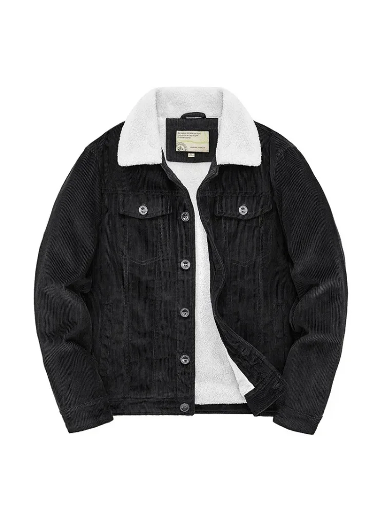 Mens Padded Corduroy Parka Jacket - Warm Windbreaker with Fur Collar