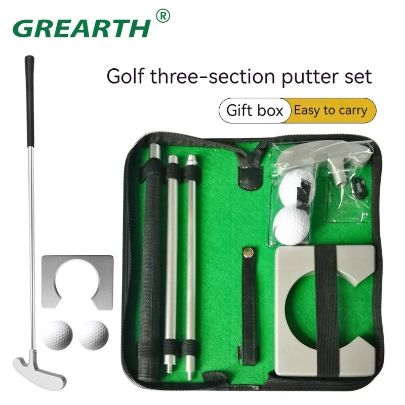 GolfPutterSetPortableMiniGolfEquipmentPracticeKit3Section