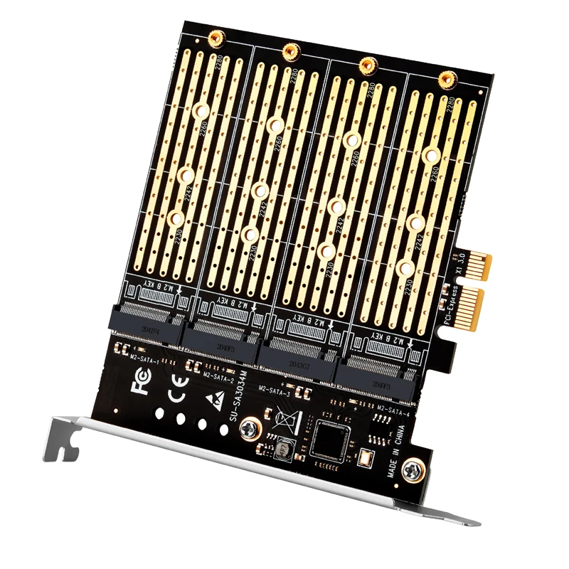 Chia Mining PCIE to M2 Adapter PCI Express X1 3.0 4 Ports B Key M.2 NGFF SATA SSD Adapter PCI-E M.2 Expansion Card Riser